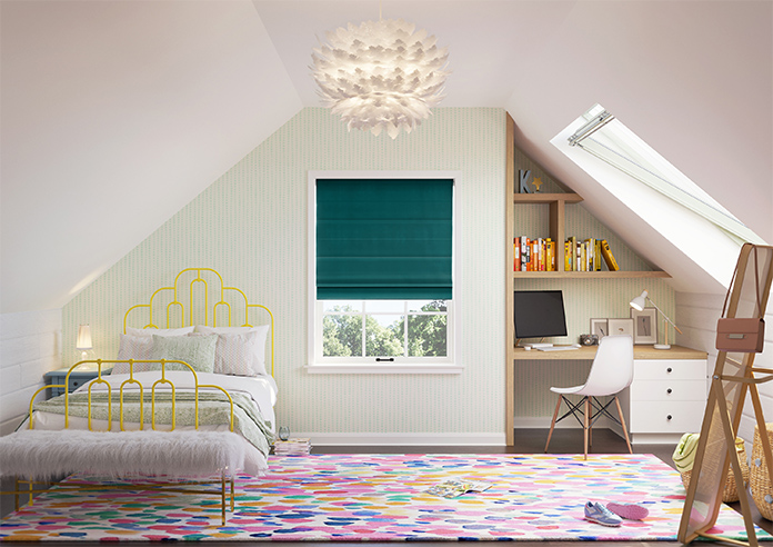 Ultra Luxe Velvet, Deep Teal - Motorised Roman Blind - Image 8
